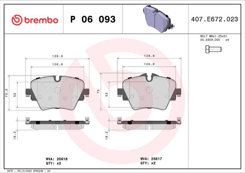 Brembo Brake Pad Set - P06093