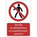 No Admittance' Prohibition Sign, 400 x 600mm