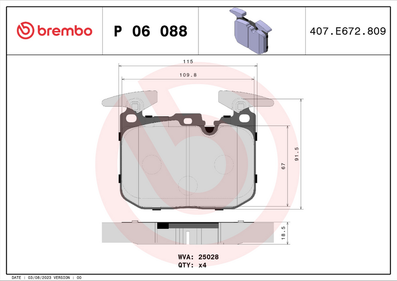 Brembo Brake Pad Set - P06088