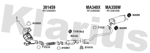 Klarius 301459 - Front Pipe For Cat  - Fits Mazda 6 2.0DiTD