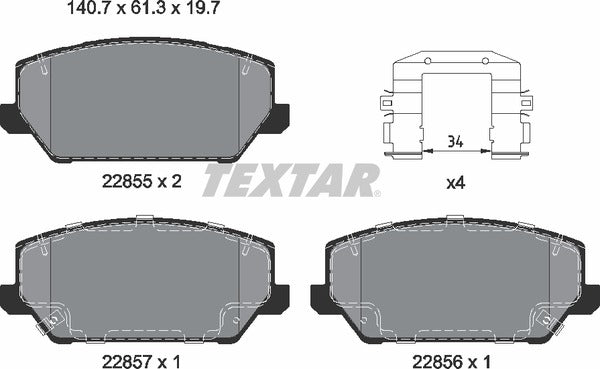 Textar Brake Pad Set - 2285501