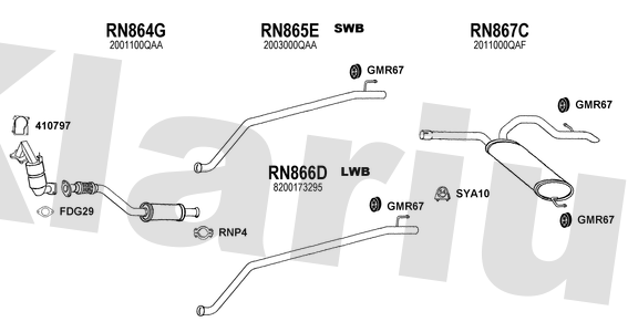 Klarius RN864G - Box With Centre Pipe  - Fits Nissan Primastar 1.9dCi