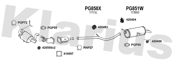 Klarius PG850X - Centre Pipe  - Fits Citroen C4 2.0HDi