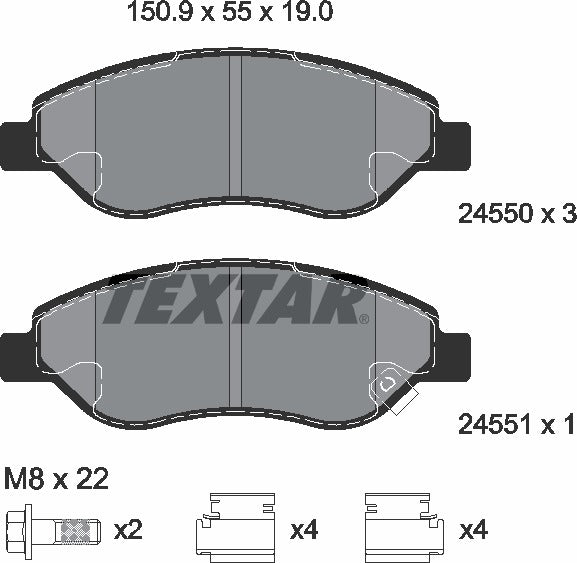 Opel Vauxhall, Brake Pad Set - Textar 2455001