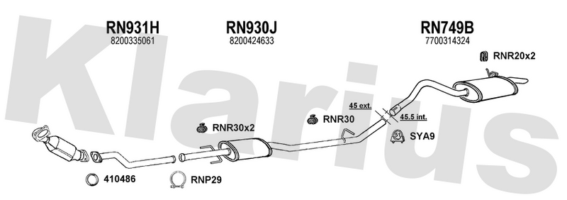 Klarius RN931H - Centre Pipe  - Fits Renault Kangoo 1.5DCi