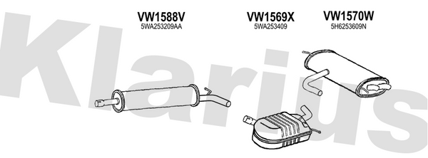 Klarius VW1588V - Box With Tail Pipe  - Fits Volkswagen Golf 1.5 TSI