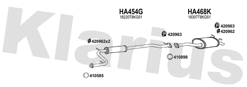 Klarius HA454G - Box With Centre Pipe  - Fits Honda HR-V 1.5