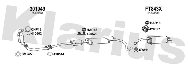 Klarius 301949 - Front Pipe For Cat  - Fits Fiat Bravo 1.9MJTD