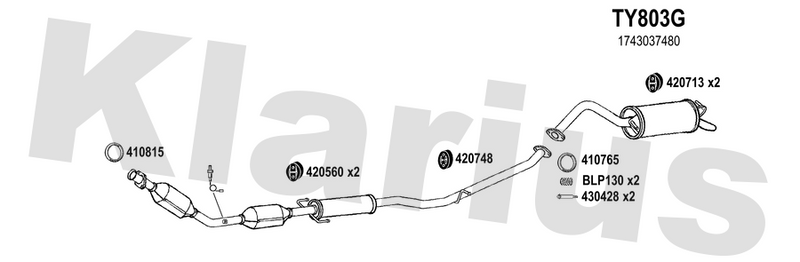 Klarius TY803G - Box With Tail Pipe  - Fits Toyota Prius Plus 1.8