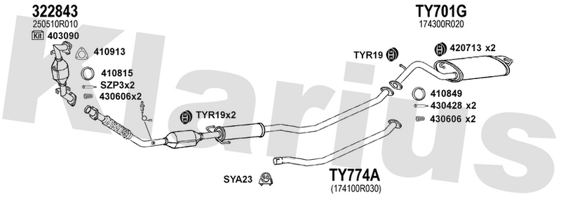 Klarius 322843 - Catalyst Type Approved Withpip  - Fits Toyota Auris 2.0D-4D