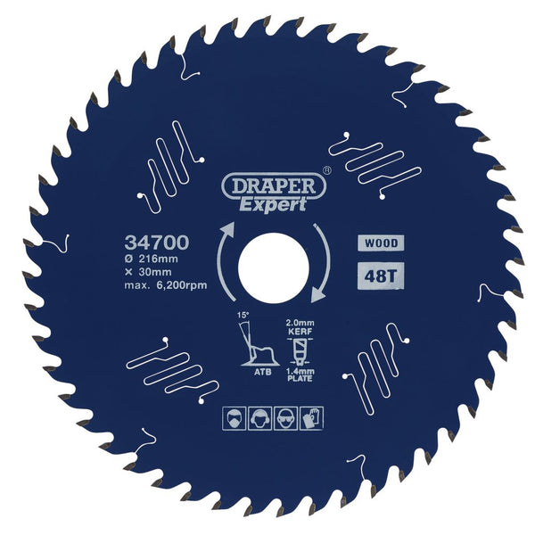 Draper Tct Saw Blade 216mm 48T - 34700