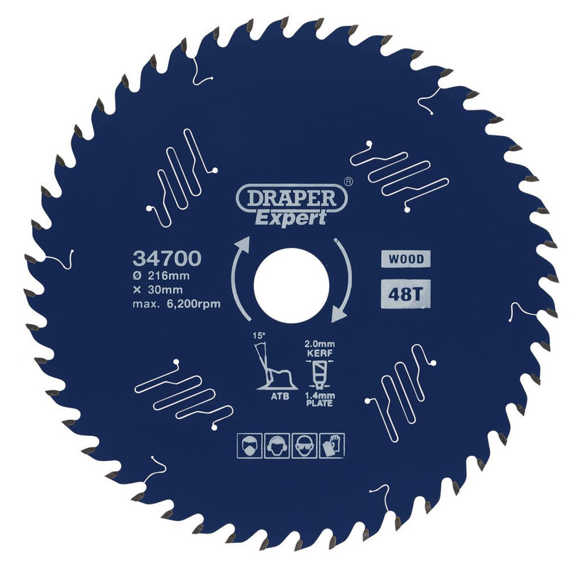 Draper Tct Saw Blade 216mm 48T - 34700