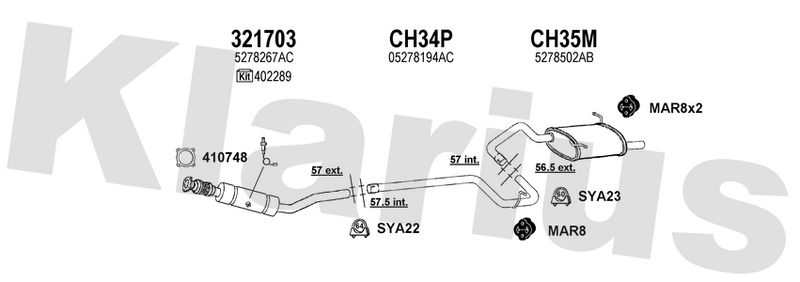 Klarius 321703 - Catalyst Type Approved Withpip  - Fits Chrysler PT Cruiser 2.0i