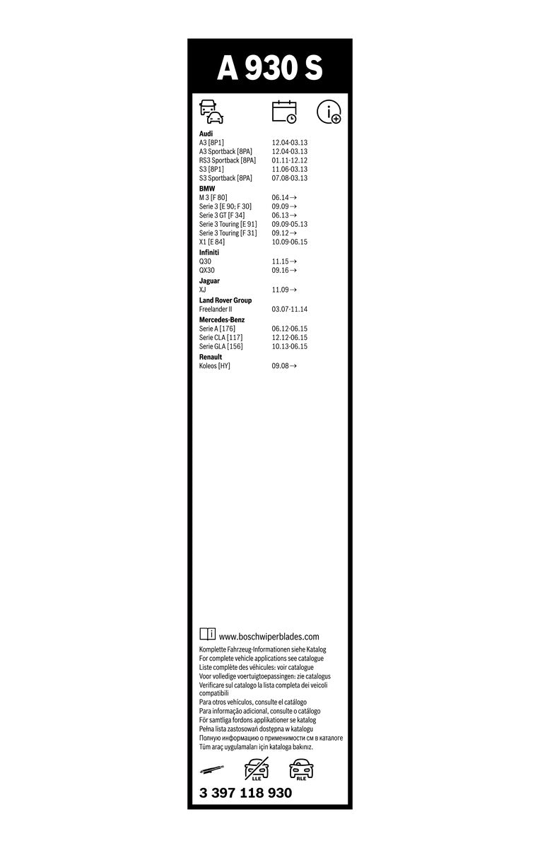 Bosch Aerotwin Front Wiper Blade Set - 650/450mm - A864S