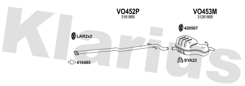Klarius VO452P - Centre Pipe  - Fits Volvo V70 2.4 D