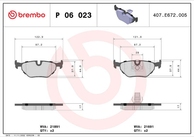 Brembo Brake Pad Set - P06023