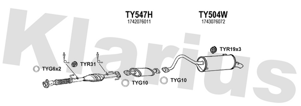Klarius TY547H - Box With Centre Pipe  - Fits Toyota Previa 2.4i