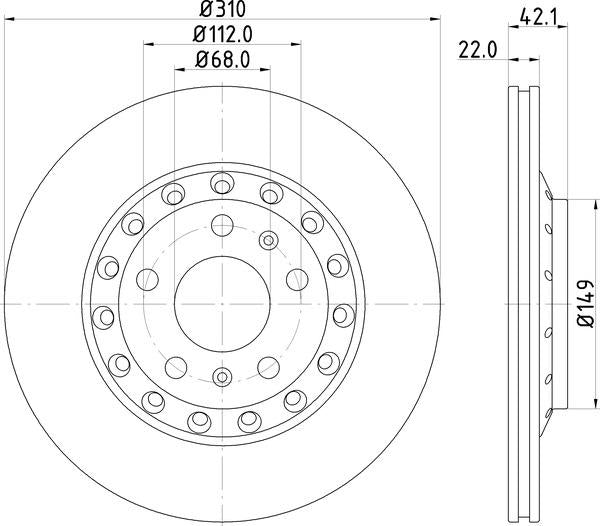 Mintex Brake Discs fits -Audi VW V350:5 MDC2063 (also fits other vehicles)