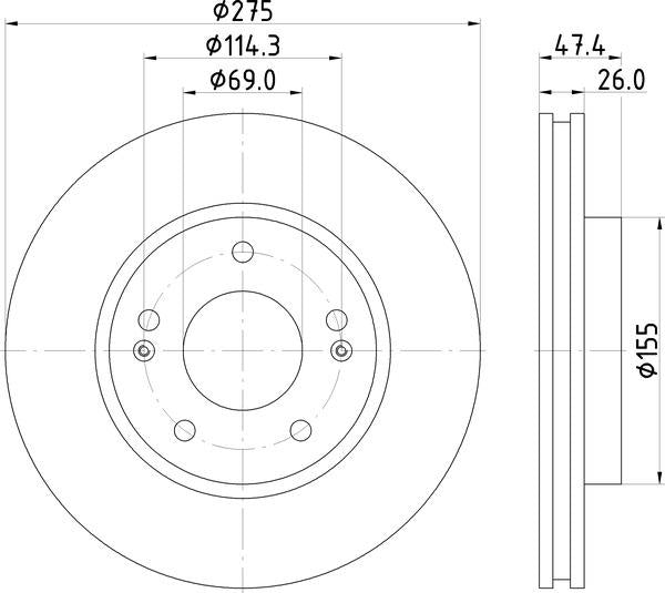 Mintex Brake Discs fits -Hyundai S250:4 MDC2372 (also fits other vehicles)