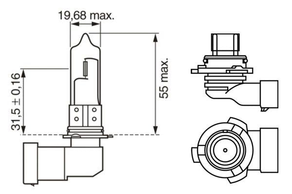 Bosch Pure/Lt Blb9006 Hb4 12V 51W P22D Part No - 1987302153