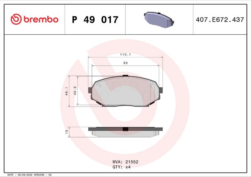 Brembo Brake Pad Set - P49017