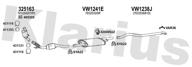 Klarius VW1241E - Box With Centre Pipe  - Fits Volkswagen Transporter T6 2.0 TDi