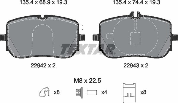 Textar Brake Pad Set - 2294201