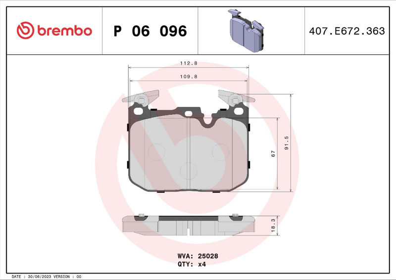 Brembo Brake Pad Set - P06096