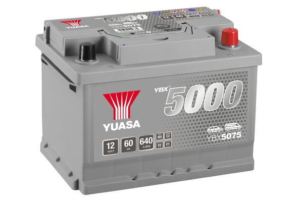 Yuasa YBX5075 - 5075 Silver High Performance SMF Car Battery - 5 Year Warranty
