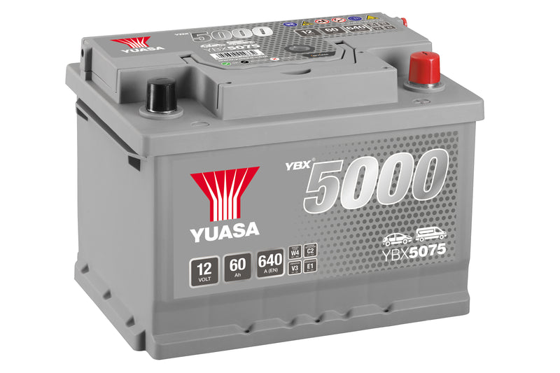Yuasa YBX5075 - 5075 Silver High Performance SMF Car Battery - 5 Year Warranty