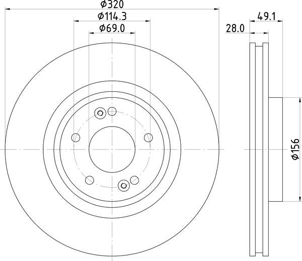Mintex Brake Discs fits -Hyundai V300:6 MDC2736 (also fits other vehicles)