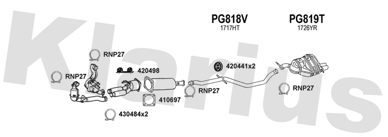 Klarius PG818V - Centre Pipe  - Fits Peugeot 407 2.7HDi