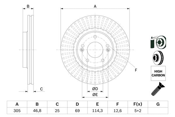 Bosch Brake Disc Pair Part No - 0986479E42