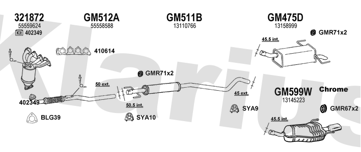 Klarius GM512A - Centre Pipe  - Fits Opel Astra H 1.6i