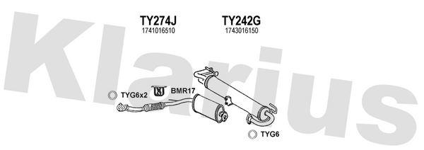 Klarius TY274J - Box With Front Pipe  - Fits Toyota MR2 1.6i