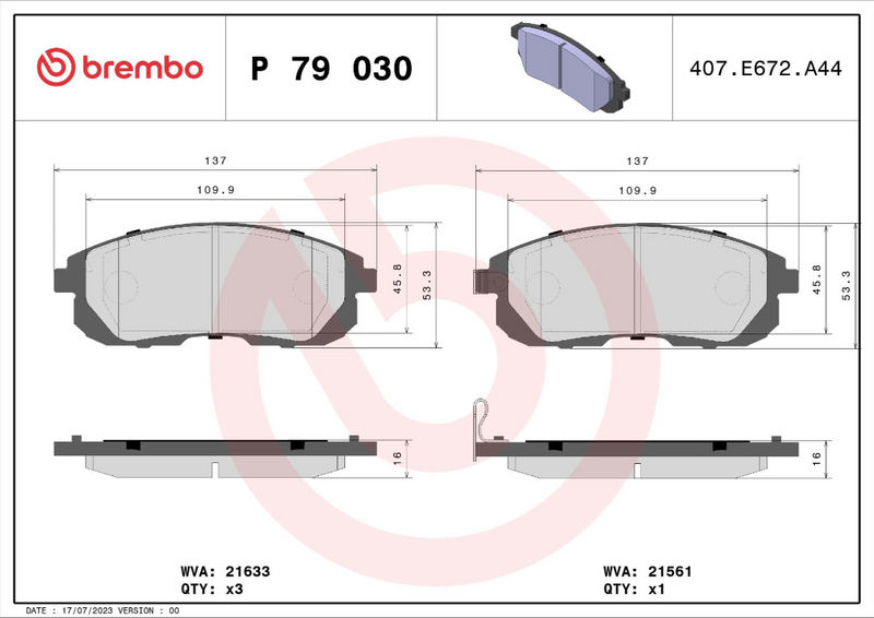 Brembo Brake Pad Set - P79032