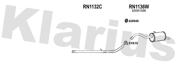 Klarius RN1132C - Centre Pipe  - Fits Renault Kangoo II 1.5 dCi Short Wheelbase