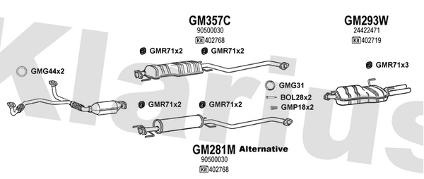 Klarius GM281M - Box With Centre Pipe  - Fits Opel Vectra 2.2i