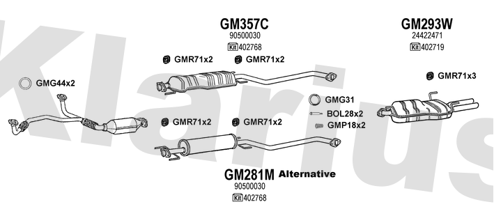 Klarius GM281M - Box With Centre Pipe  - Fits Opel Vectra 2.2i