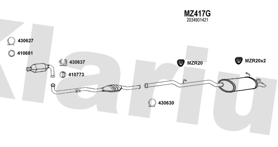 Klarius MZ417G - Box With Tail Pipe  - Fits Mercedes C200 2.2CDi