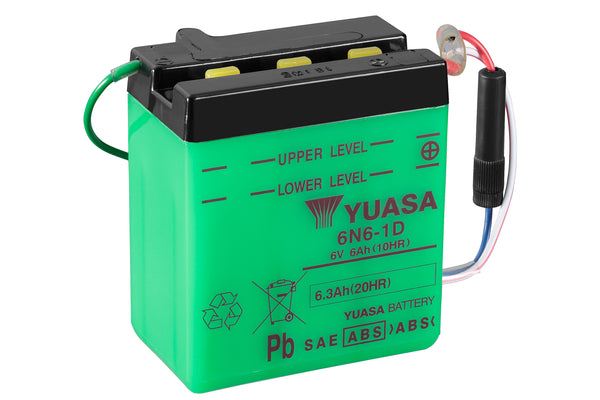 6N6-1D (DC) 6V Yuasa Conventional Motorcycle Battery