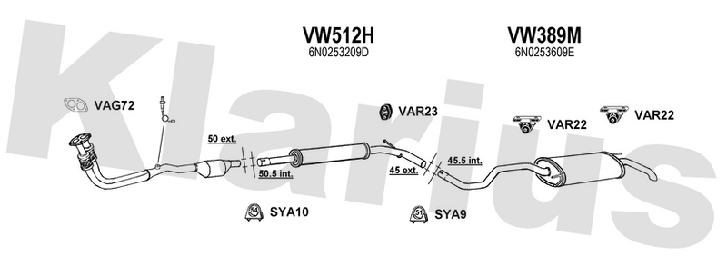Klarius VW512H - Box With Centre Pipe  - Fits Volkswagen Polo 1.4i