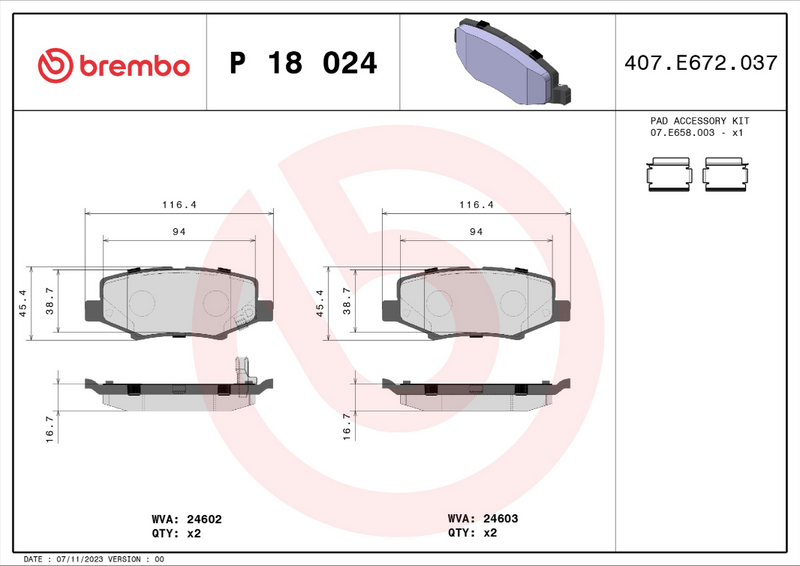 Brembo Brake Pad Set - P18024