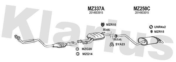 Klarius MZ337A - Box With Centre Pipe  - Fits Mercedes 190 2.0