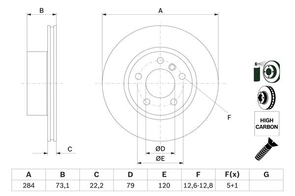 Bosch Brake Disc Pair Part No - 0986479213