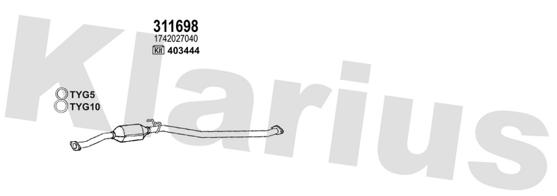 Klarius 311698 - Catalyst Type Approved  - Fits Toyota RAV4 2.0D-4D