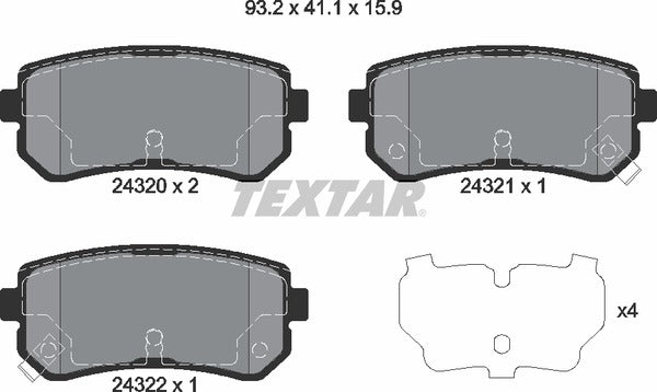 Hyundai Kia, Brake Pad Set - Textar 24320012330201
