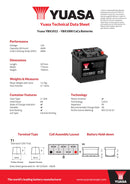 Yuasa YBX1012 CaCa Car Battery - 1012