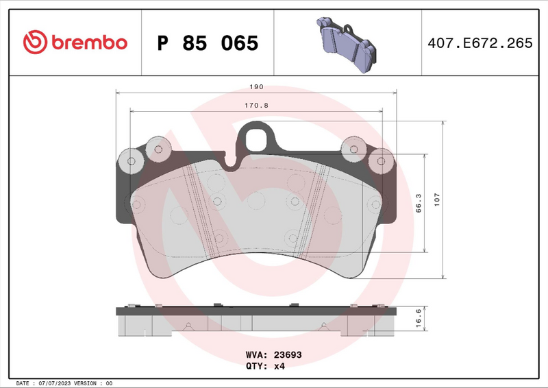 Brembo Brake Pad Set - P85065