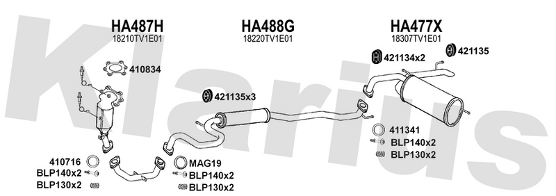 Klarius HA487H - Front Pipe  - Fits Honda Civic 1.8 i-VTEC